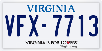 VA license plate VFX7713