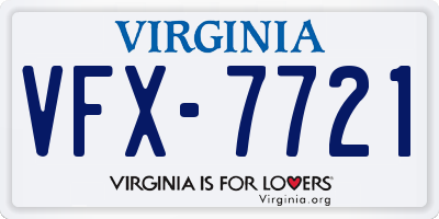VA license plate VFX7721