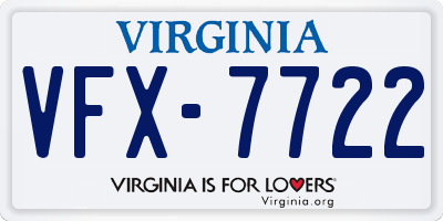 VA license plate VFX7722