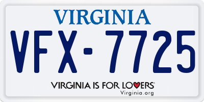 VA license plate VFX7725