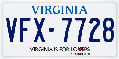 VA license plate VFX7728