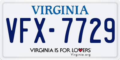 VA license plate VFX7729