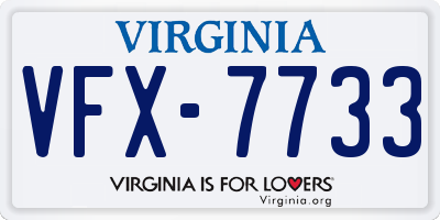 VA license plate VFX7733