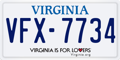 VA license plate VFX7734
