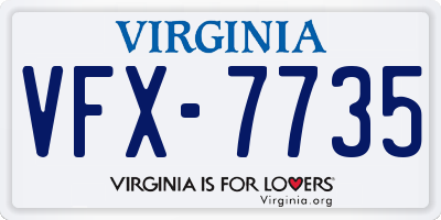 VA license plate VFX7735