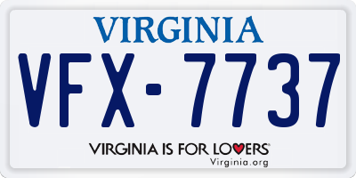 VA license plate VFX7737