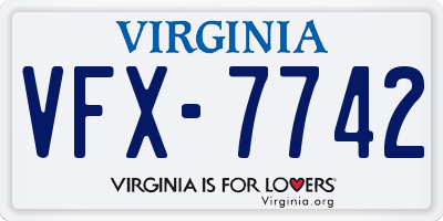 VA license plate VFX7742