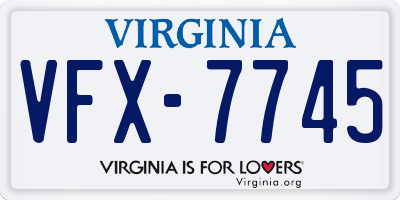 VA license plate VFX7745