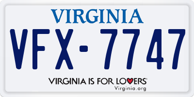 VA license plate VFX7747
