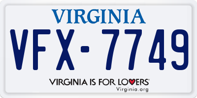 VA license plate VFX7749