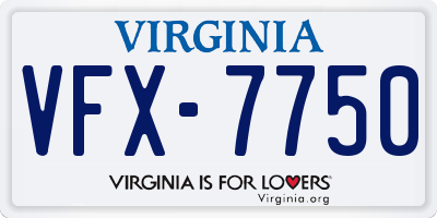 VA license plate VFX7750