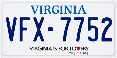 VA license plate VFX7752