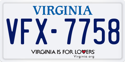 VA license plate VFX7758