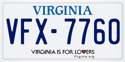 VA license plate VFX7760