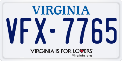 VA license plate VFX7765