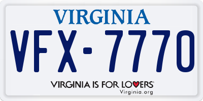 VA license plate VFX7770