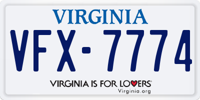 VA license plate VFX7774