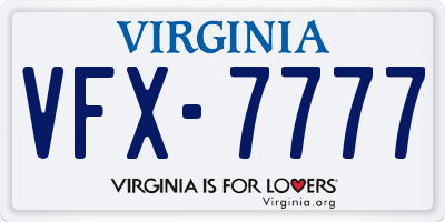 VA license plate VFX7777
