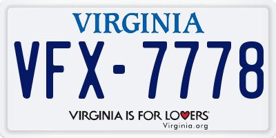 VA license plate VFX7778