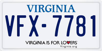 VA license plate VFX7781