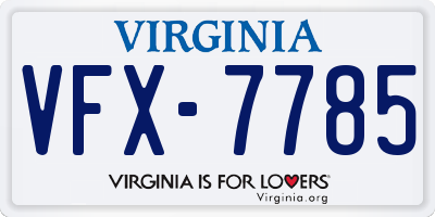 VA license plate VFX7785