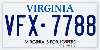 VA license plate VFX7788