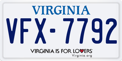 VA license plate VFX7792