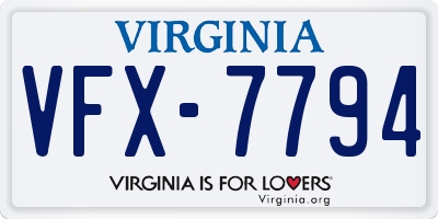 VA license plate VFX7794