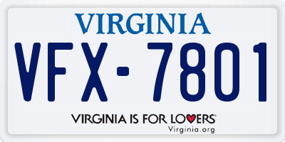 VA license plate VFX7801