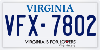 VA license plate VFX7802