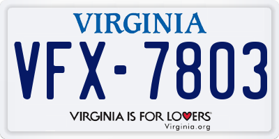 VA license plate VFX7803