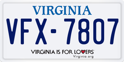 VA license plate VFX7807