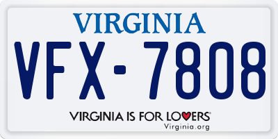 VA license plate VFX7808