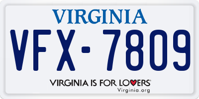 VA license plate VFX7809
