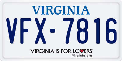 VA license plate VFX7816