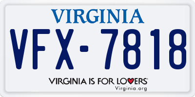 VA license plate VFX7818