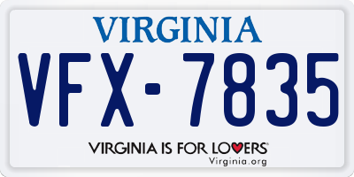 VA license plate VFX7835