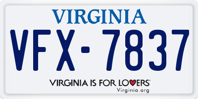VA license plate VFX7837