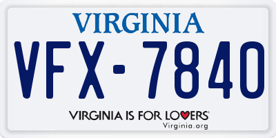 VA license plate VFX7840