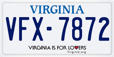 VA license plate VFX7872