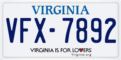 VA license plate VFX7892