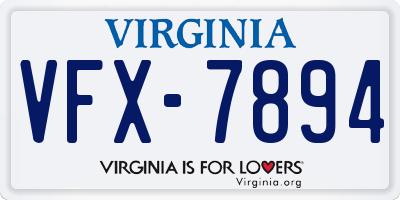 VA license plate VFX7894