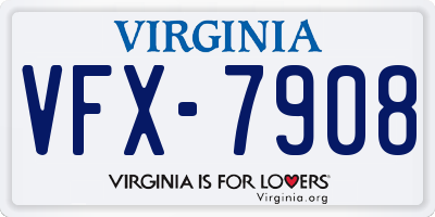 VA license plate VFX7908