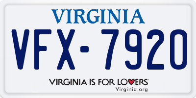 VA license plate VFX7920