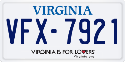 VA license plate VFX7921