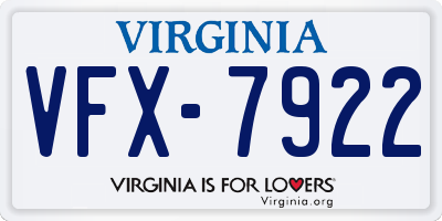 VA license plate VFX7922