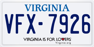 VA license plate VFX7926