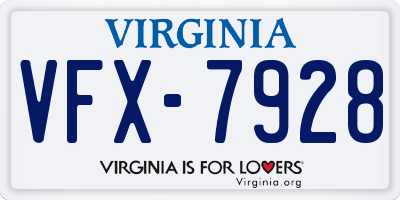 VA license plate VFX7928