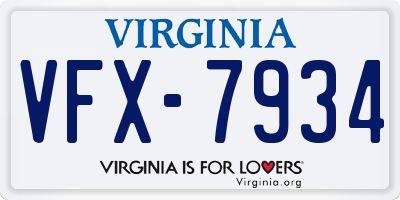 VA license plate VFX7934