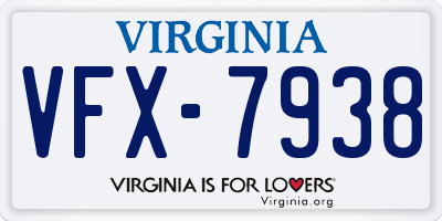 VA license plate VFX7938